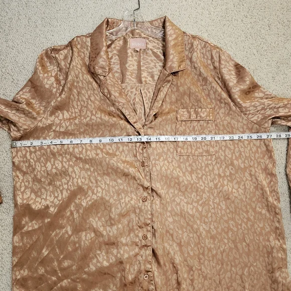 Show Me Your MUMU Classic PJ Set Cheetah Animal Print Silky Size XXL Gold